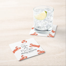 Handvatten Vattenfärg Hummer Huvudfångst Bröllopsd Underlägg Papper Kvadrat