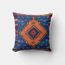 Handwoven Blue Kilim Dekorativ kudde: A Blend of