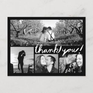 Handwrite 4 Photo Collage Tack Black-vykort Vykort