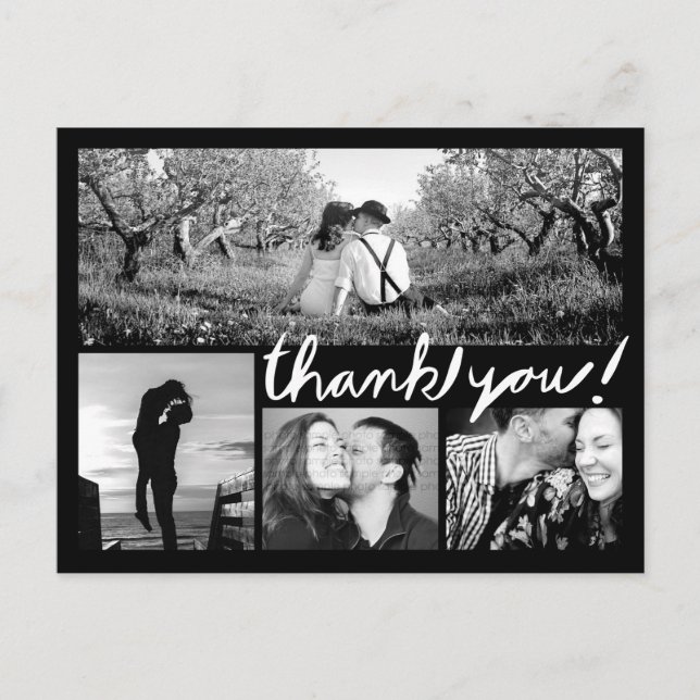 Handwrite 4 Photo Collage Tack Black-vykort Vykort (Framsida)