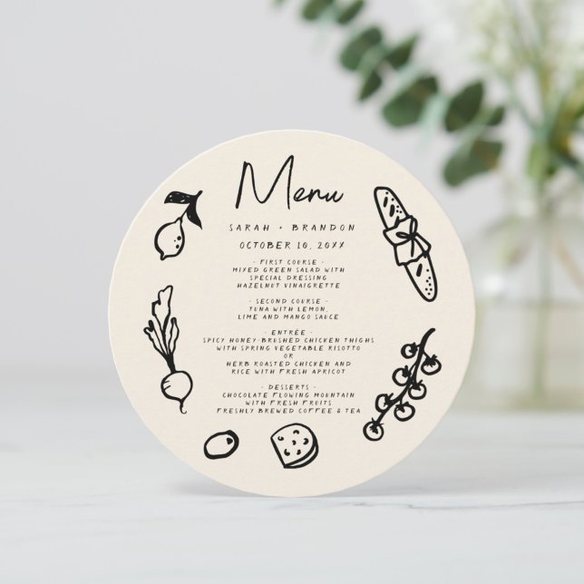 Handwriting Hand drawn Retro Wedding Menu Inbjudningar (Skapare uppladdad)