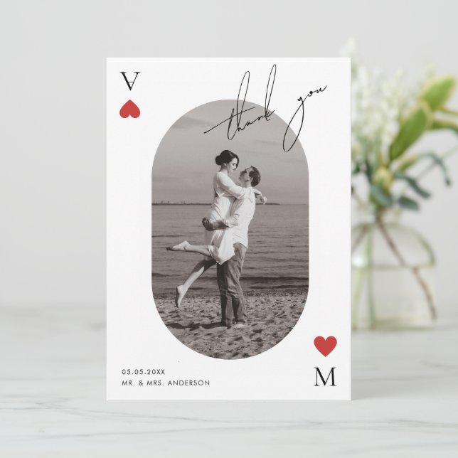Handwriting Script Casino Vegas Wedding Tack Kort (Stående Fram)