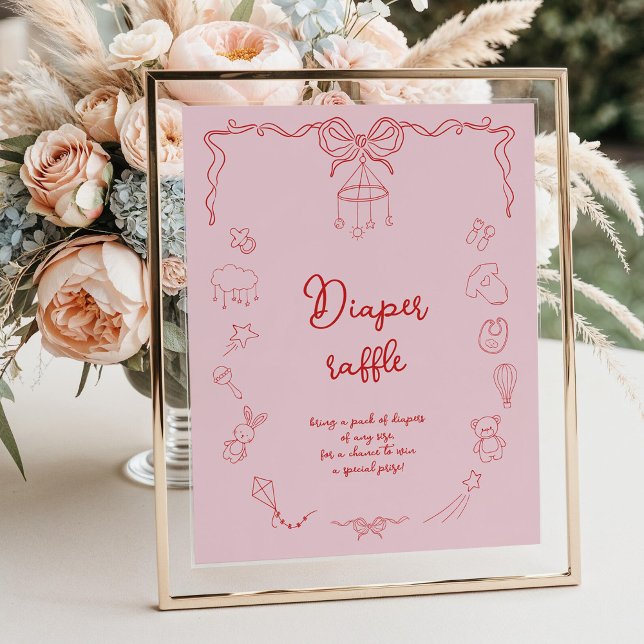 Handwritten Baby Shower, Girl Diaper Raffle Poster (Skapare uppladdad)
