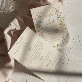 Handwritten Drawn Floral Summer All In One Wedding Inbjudningar
