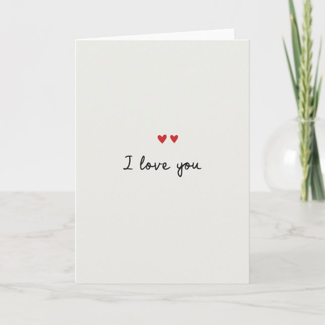 Handwritten Hearts I Love You Matte Card Kort (Framsida)