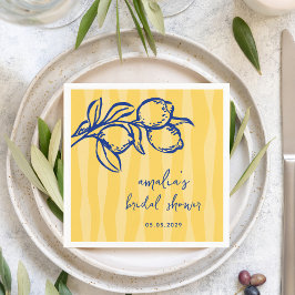 Handwritten Italian Lemon Stripes Bridal Shower Pappersservett