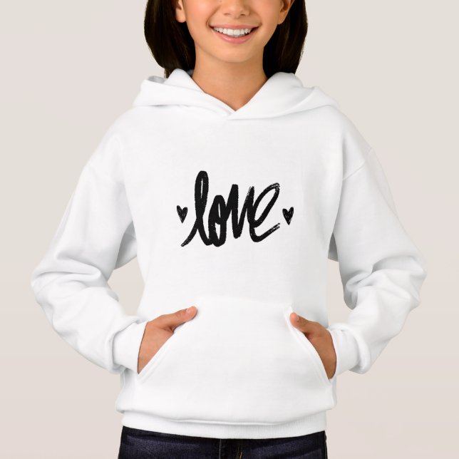 Handwritten Love Baby Girl Hoodie T Shirt (Framsida)