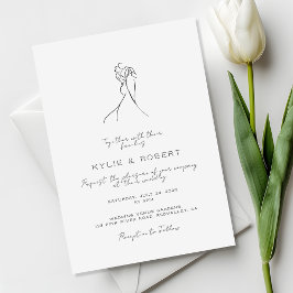 Handwritten Lovely Couple Drawn Minimalist Wedding Inbjudningar