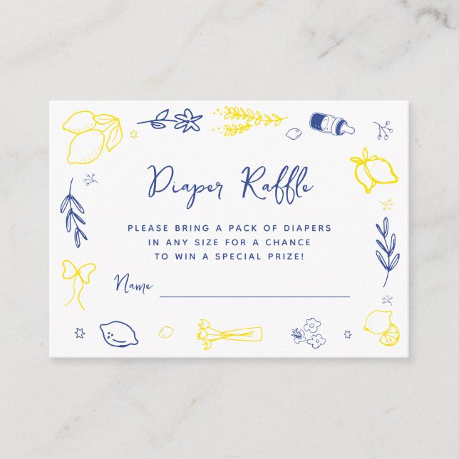 Handwritten Main Squeeze Italian Diaper Raffle Tilläggskort (Framsida)