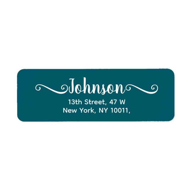Handwritten Script Blue Label Returadress Etikett (Framsidan)