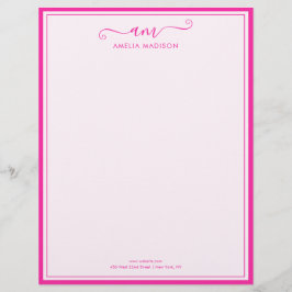 Handwritten Script Vibrant Pink Letterhead Brevhuvud