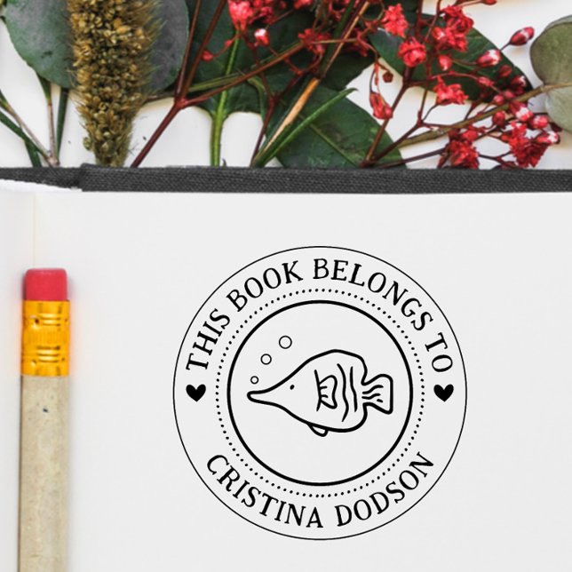 Handwritten Simple Tropical Fish Custom Book Självfärgande Stämpel (Skapare uppladdad)