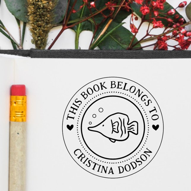 Handwritten Simple Tropical Fish Custom Book Stämpel (Skapare uppladdad)