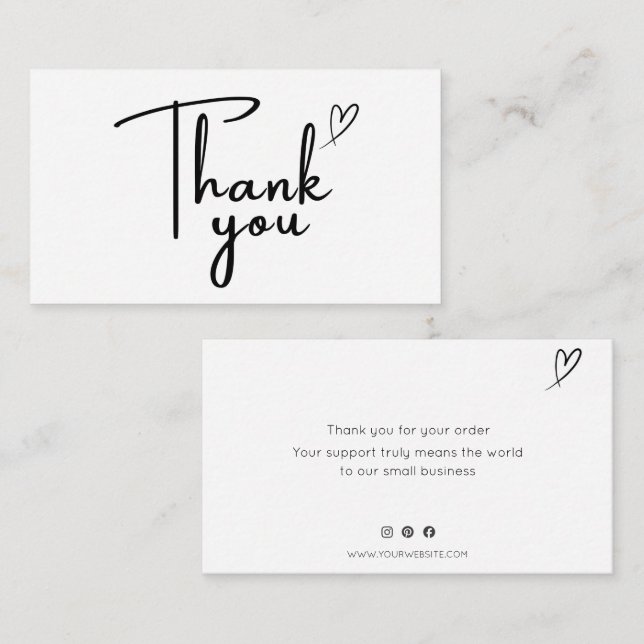 Handwritten Thank You Card Small Business Visitkort (Fram/baksida)