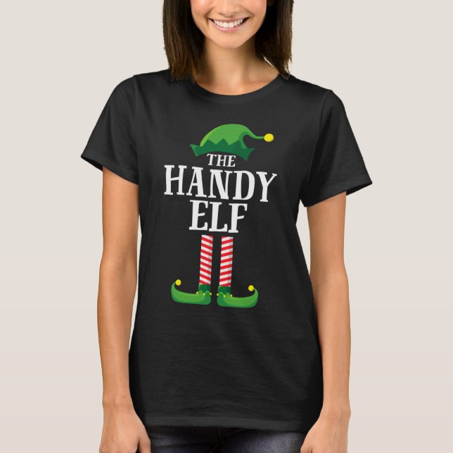 Handy Elf Matching Family jul Party Pajama T Shirt (Framsida)