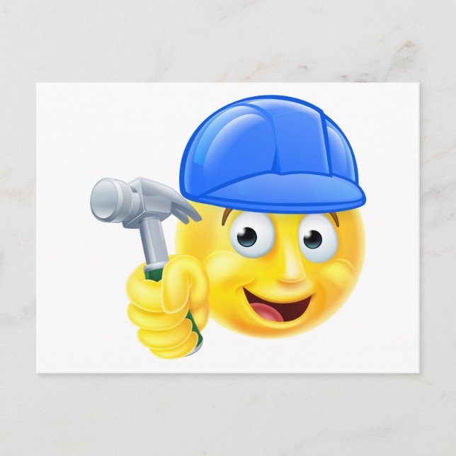 Handy Man Carpenter Builder Emoji Emoticon Vykort (Framsida)