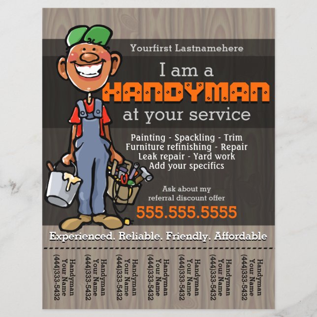 Handy Man.Carpenter.Plumber.Painter.Afro American Reklamblad (Framsidan)
