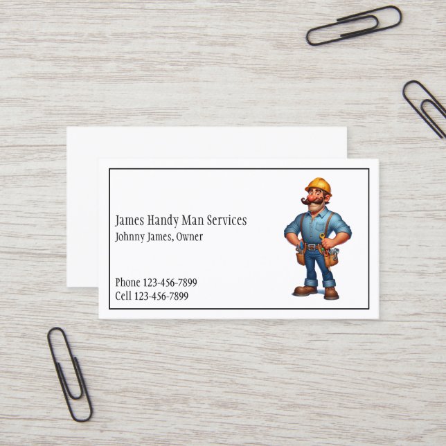Handy Man Tool Box Contractor Business Card Visitkort (Fram/Back In Situ)