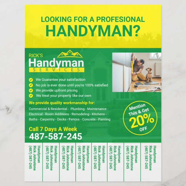Handyman - affärsFlyer - hemarbete Reklamblad (Framsidan)