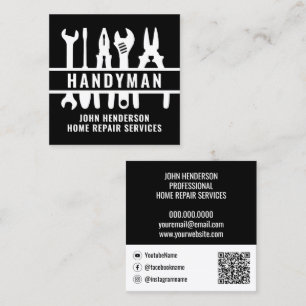Handyman Bakre Vit QR-kod Hemreparationstjänster Fyrkantigt Visitkort