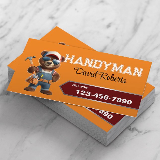 Handyman Bear Carpenter House Repair Maintention Visitkort (Skapare uppladdad)