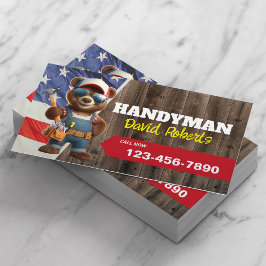 Handyman Bear Reintenance Service Patriotic Visitkort