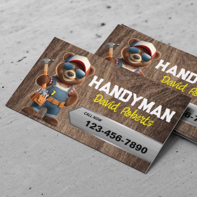 Handyman Bear Woodworking House Repair Service Woo Visitkort (Skapare uppladdad)