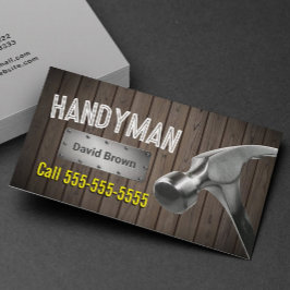 Handyman Big Hammer House Repair Service Wood Visitkort