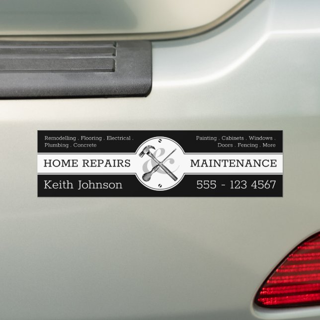 Handyman Black Modern Professionell Construction Bildekal (På Bil)