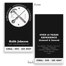 Handyman Black Professionell Anpassningsbar Monogr Visitkort