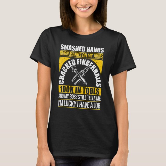 Handyman Blue Collar Laborer Construction Worker T Shirt (Framsida)