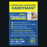 Handyman Business Promo Flyer - Hemarbete<br><div class="desc">Skapa din egen personlig-flygare för din Handyman Business genom att ändra anpassningsbarnas logotyp,  namn,  kontaktinformation,  mobilt nummer,  titel,  affärens namn...  Du får bild! Ta dig ur folkmassan med ditt unika stil och märkningsprogram i dag! Inga minimumvärden,  men spara avsevärt på bulkorder! Se Fullt Set: https://www.zazzle.com/collections/handyman_business_set_blue_yellow-119126775117116047?rf=238101025472016978</div>