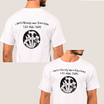 Handyman Business Work Shirts Dubbla Side T Shirt<br><div class="desc">Du kan anpassa onlinen genom att byta ut mallarna mot din egen logotyp,  ditt eget foto och din egen logotyp eller använda eller logotypens emblem på våra skjortor. Designad på fram- och baksidan av skjortorna för att främja marknadsföring av varumärken eller små företag och fungerar som enhetliga skjortor.</div>