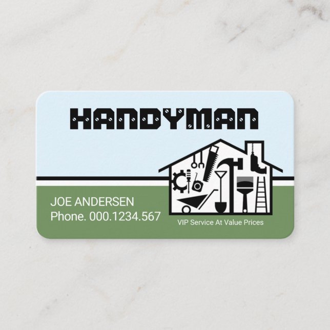 Handyman Butik Hem Reparationstjänst Visitkort (Framsida)