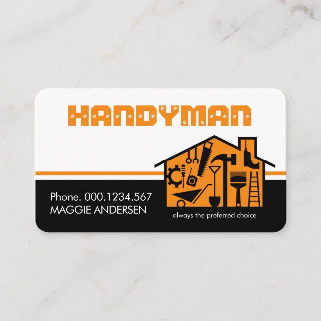 Handyman Butik Hem Reparationstjänst Visitkort (Framsida)