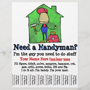 Handyman. Carpenter. Byggaren. Marknadsföring flyg Reklamblad