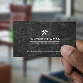 Handyman Carpenter Construction Grunge Black Visitkort