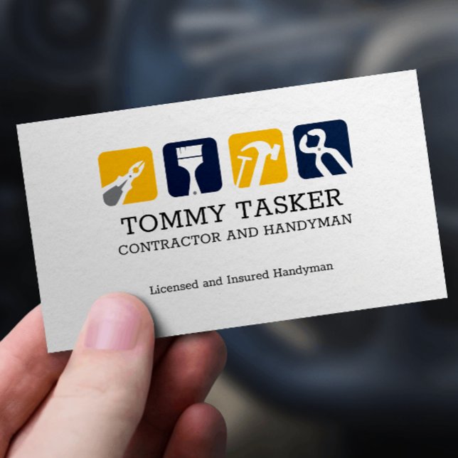 Handyman Carpenter Home Reparation Verktyg Logotyp Visitkort (Skapare uppladdad)