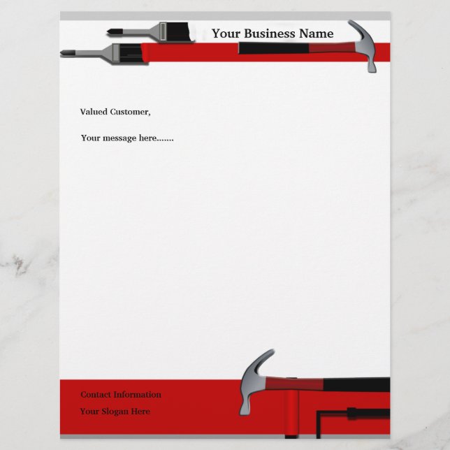 Handyman Carpenter Painter Letterhead Stationery (Framsida)