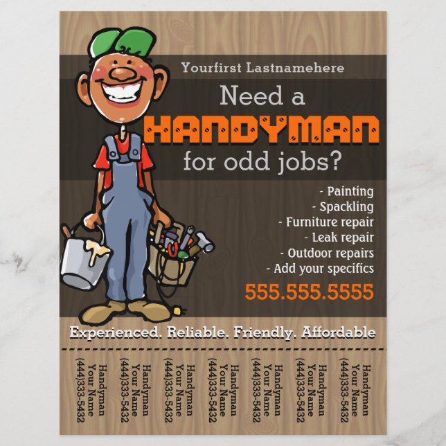 Handyman.Carpenter.Plumber Painter.Afro American Reklamblad (Framsidan)