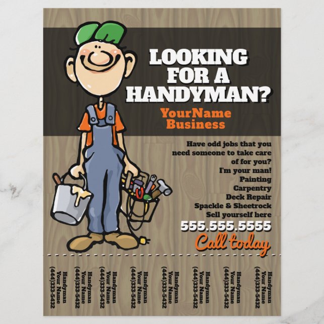 Handyman Carpenter Plumber Painter Earn Money Reklamblad (Framsidan)