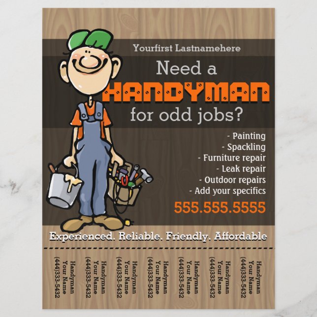 Handyman.Carpenter.PlumberPainter.Odd-jobb Reklamblad (Framsidan)
