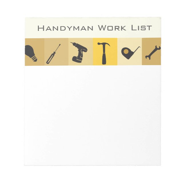 Handyman Construction Buildern Honung Do List Anteckningsblock (Framsida)