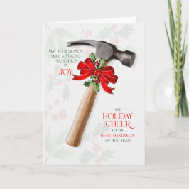 Handyman Construction Hammer Joy and Cheer Helgkort