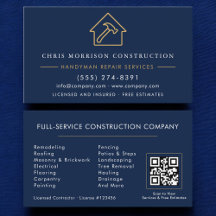 Handyman Construction Navy Blue Gold QR Code