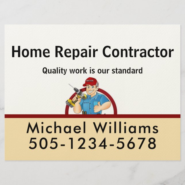 Handyman Contractor Home Repair Advertise Brevhuvud (Framsida)