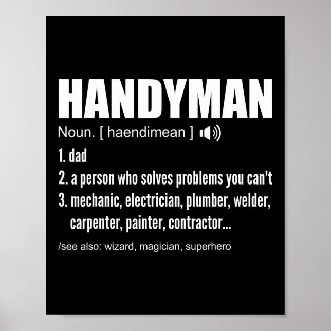 Handyman Definition Tees Lény Pappa Handyman Far Poster (Framsidan)