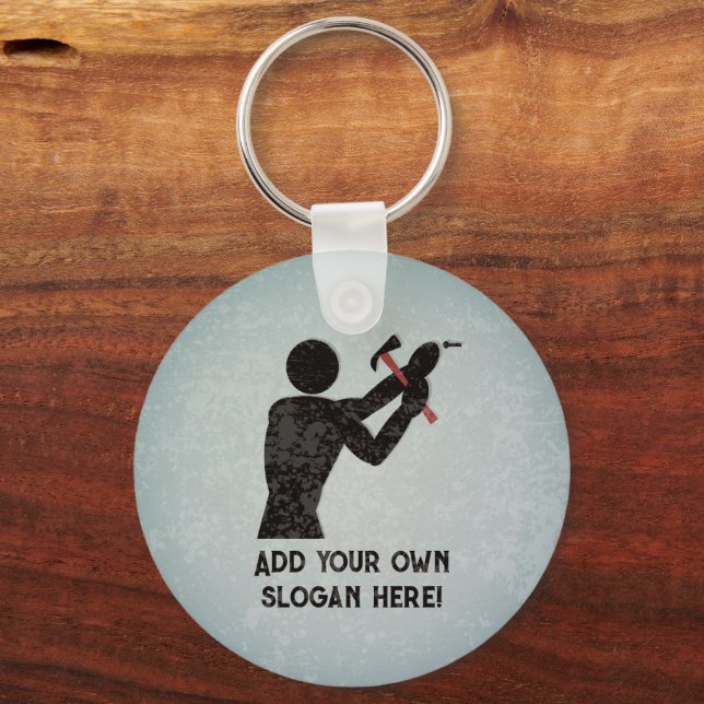 Handyman - DIY Guy with hammer - Lägg till egen na Nyckelring (Framsida)