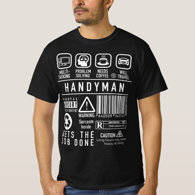 Handyman DIY Plumber Electrician Painter Decorator T Shirt (Framsida)