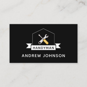 Handyman Electrician Plumber Verktyg Black & White Visitkort